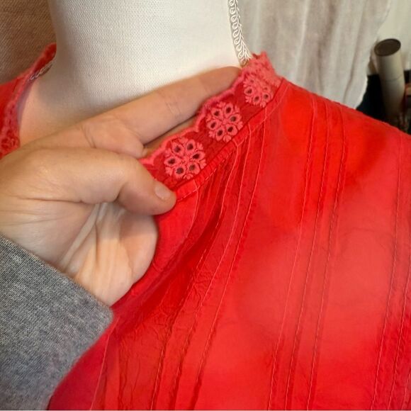 Johnny Was Bright Pink Pintuck Eyelet Tunic Size XS Boho Flowy - Picture 4 of 10